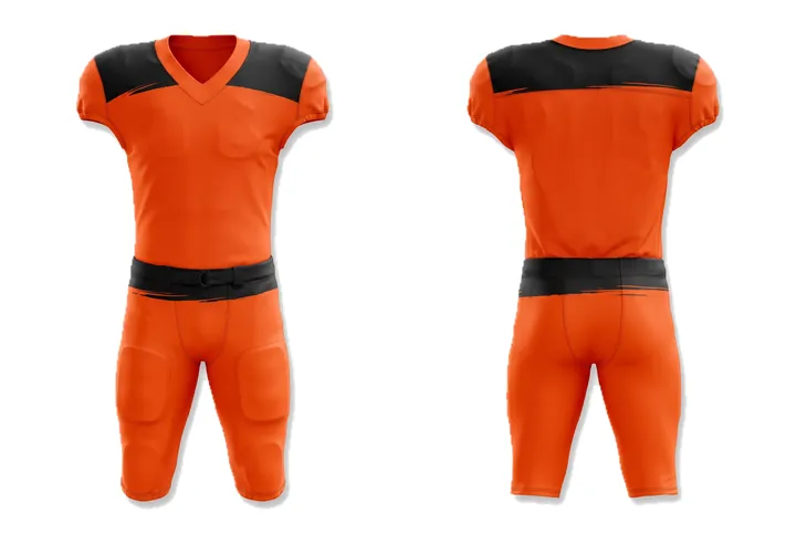 Ghost mannequin photograph of the Brush stroke Shoulder yoke custom jersey design, front and back views side by side
