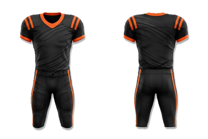 Ghost mannequin photograph of the Speed lines Retro shoulder stripe custom jersey design, front and back views side by side