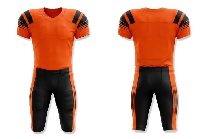Ghost mannequin photograph of the Speed lines Single pant stripe custom jersey design, front and back views side by side
