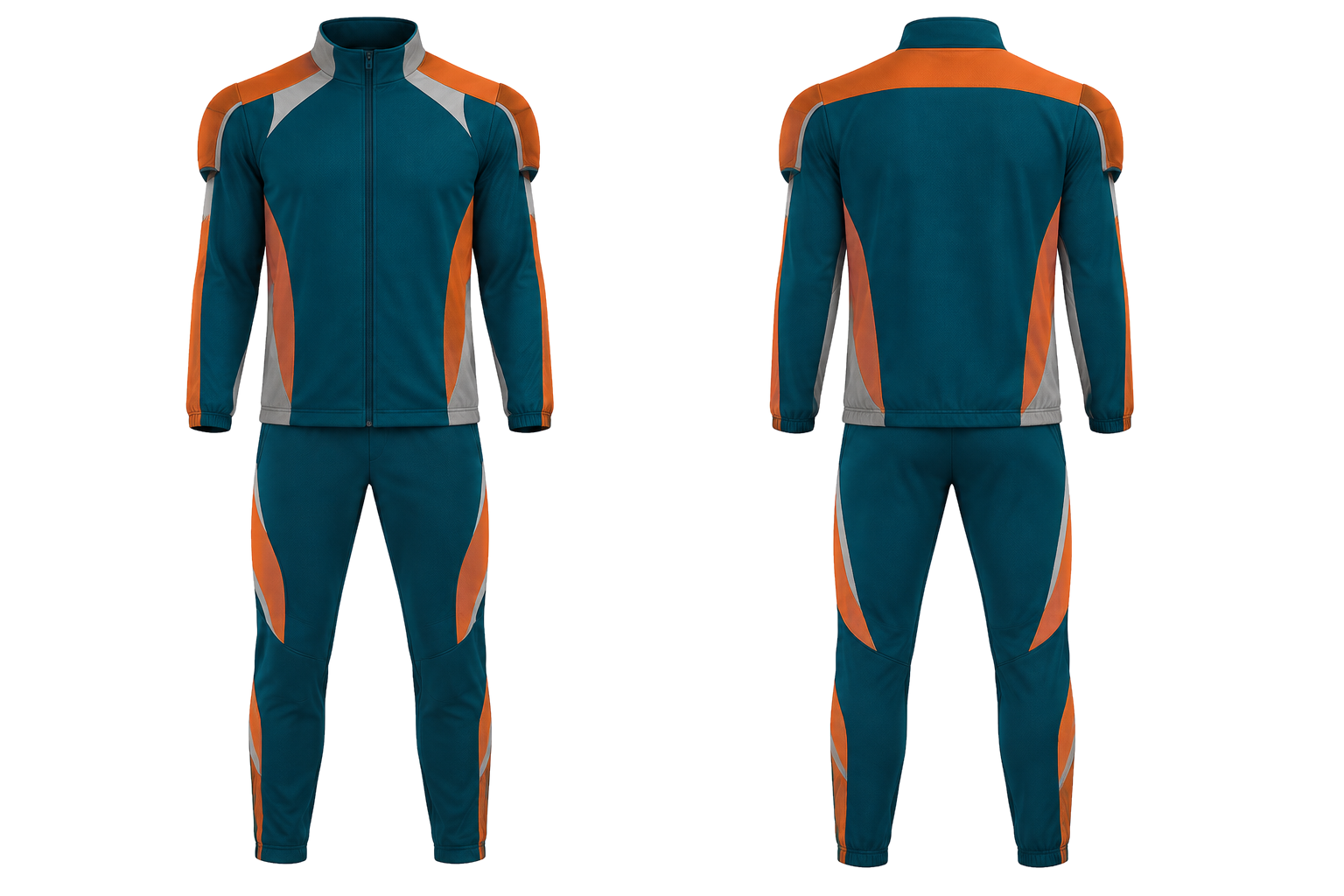 Petrol Teal Clean Split Body Color Architecture American Football Sideline Warm Up Set combined front and back custom uniform design