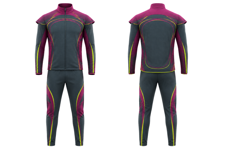 Front and back view of slate nested contour arcs american football sideline warm up set