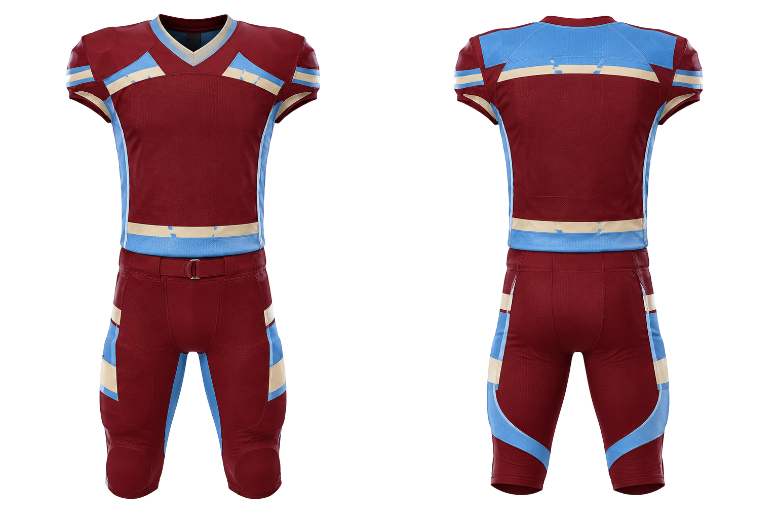 Deep Maroon Broken Heritage Hoops American Football Youth Football Uniform combined front and back custom uniform design
