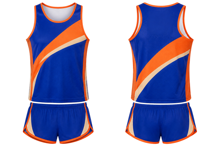 Front and back view of cobalt split sash geometry athletics race kit