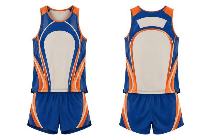 Front and back view of cobalt nested contour arcs athletics track training set