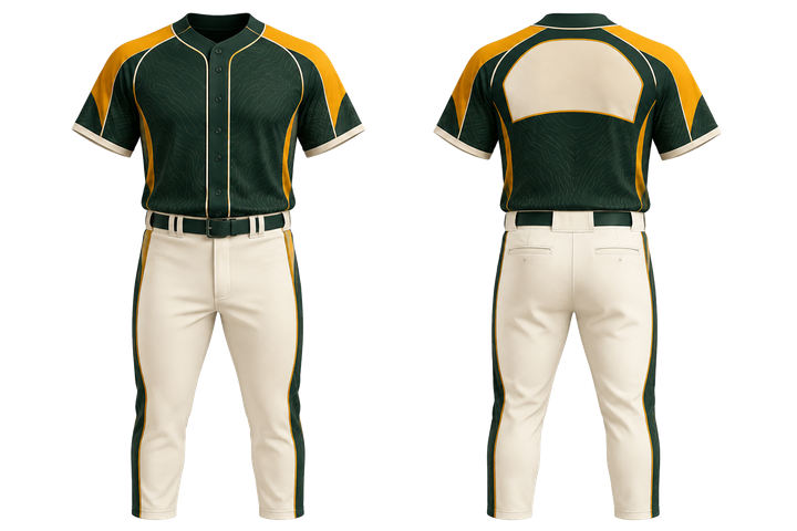 Front and back view of bottle green contained topographic contour field baseball diamond training set