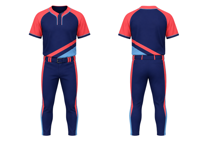 Front and back view of indigo diagonal court line architecture baseball diamond training set