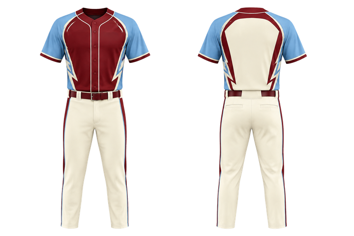 Front and back view of deep maroon negative space lightning channel baseball diamond training set
