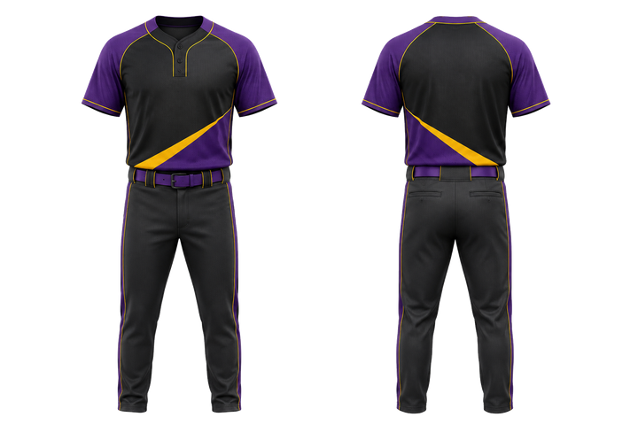 Front and back view of charcoal split sash geometry baseball diamond training set