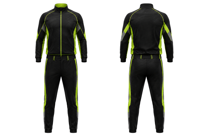 Front and back view of black low contrast ripple map baseball dugout warm up set