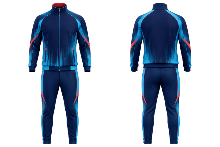 Front and back view of midnight navy tonal soundwave rhythm baseball dugout warm up set