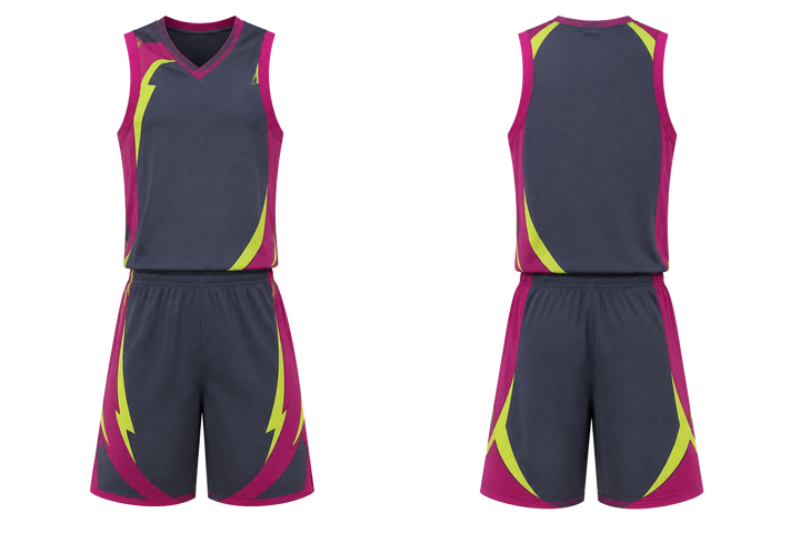 Front and back view of slate asymmetric speed panel sweep basketball practice set