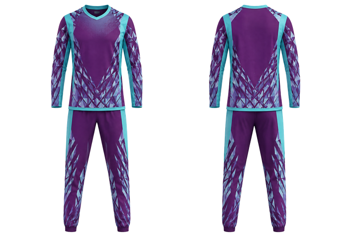 Front and back view of plum fractured diamond field basketball shooting warm up set