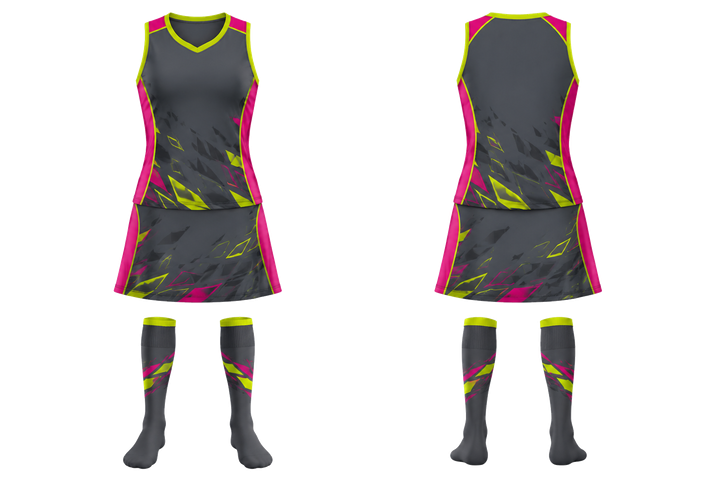 Front and back view of slate fractured diamond field field hockey field match uniform