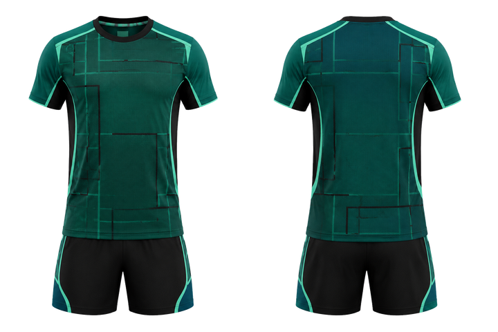 Front and back view of emerald oversized tonal grid field hockey field training set