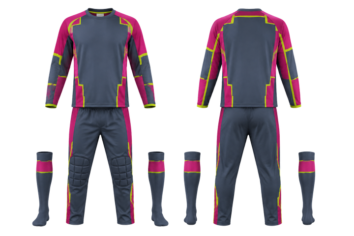 Front and back view of slate modular block mosaic field hockey goalkeeper or alternate field kit