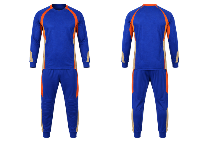 Front and back view of cobalt low contrast ripple map handball goalkeeper or alternate uniform