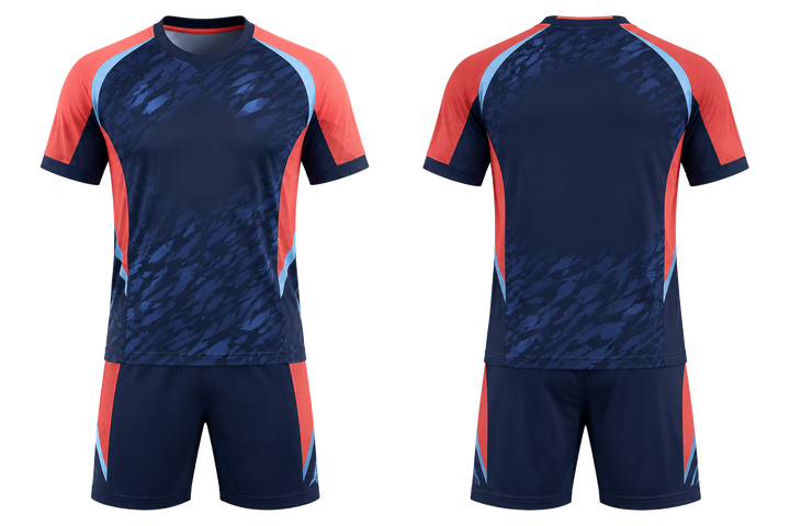 Front and back view of indigo fractured diamond field handball indoor training set