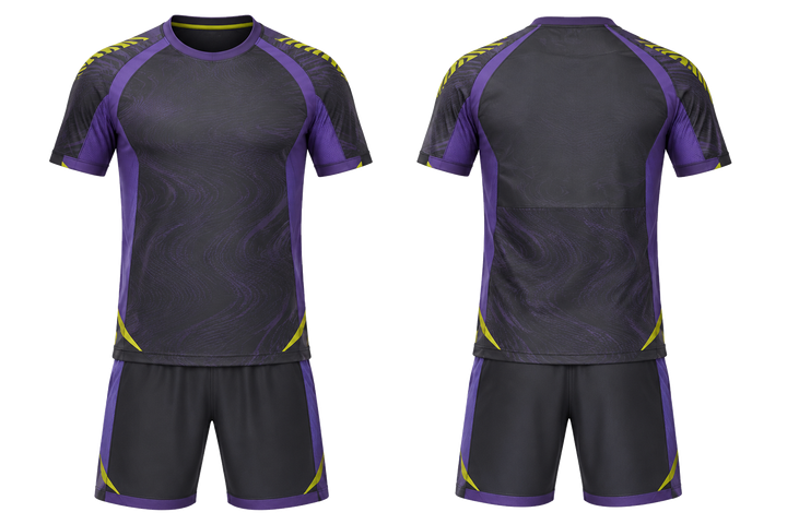 Front and back view of charcoal low contrast ripple map handball indoor training set