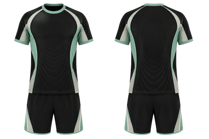 Front and back view of obsidian black nested contour arcs handball indoor training set