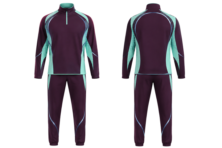 Front and back view of plum minimal arch and orbit geometry handball indoor warm up set