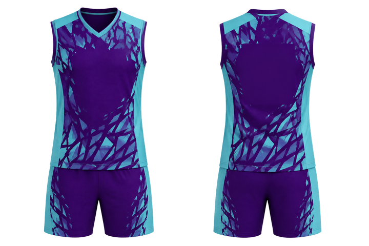 Front and back view of plum fractured diamond field racket sports alternate competition kit