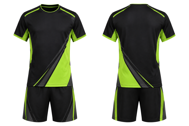 Front and back view of black split sash geometry racket sports alternate competition kit