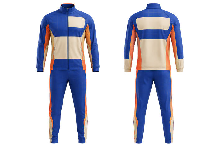 Front and back view of cobalt oversized tonal grid racket sports court warm up set