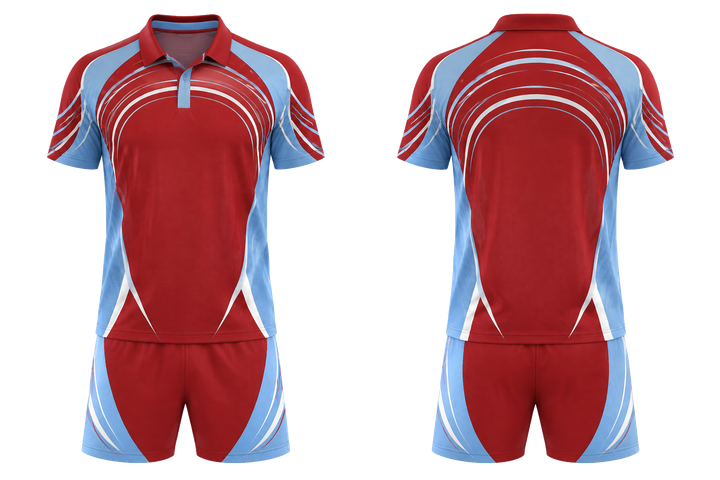 Front and back view of brick red nested contour arcs racket sports racket match kit