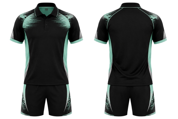 Front and back view of obsidian black pixel to panel fade built from flat bands racket sports racket match kit