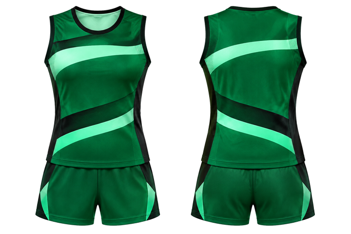 Front and back view of emerald compressed gradient illusion made only from flat bands racket sports racket training set