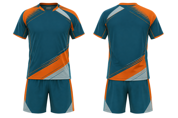 Front and back view of petrol teal diagonal court line architecture racket sports racket training set