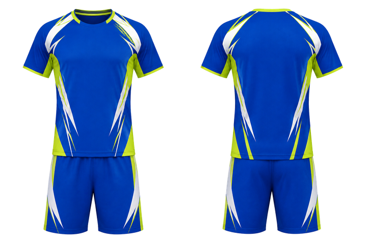Front and back view of royal blue negative space lightning channel racket sports racket training set