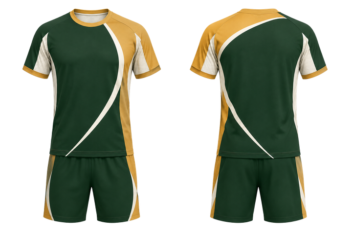 Front and back view of forest green split sash geometry racket sports racket training set
