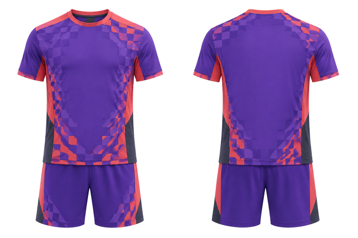 Front and back view of purple stepped chequer field with original spacing racket sports racket training set