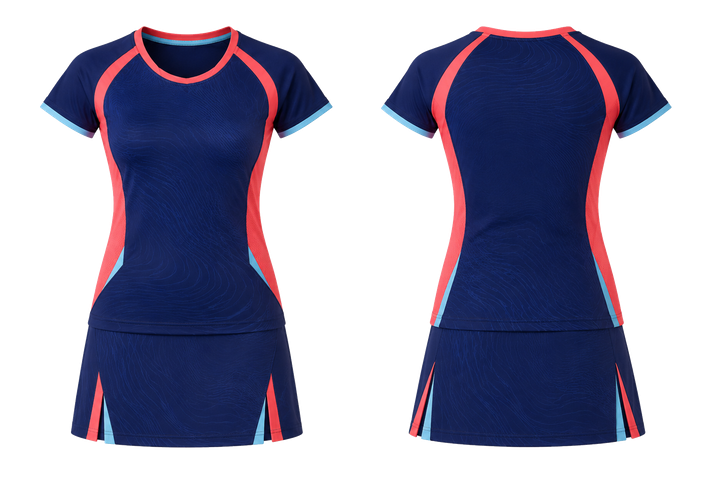 Front and back view of indigo low contrast ripple map racket sports women's or youth racket kit