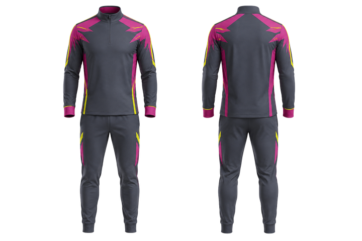 Front and back view of slate angular shoulder burst rugby club travel set