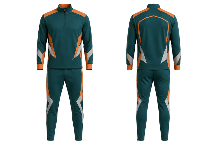Front and back view of petrol teal faceted shield geometry rugby club travel set