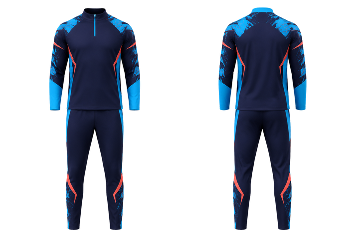 Front and back view of midnight navy fractured diamond field rugby club travel set