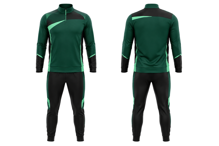 Front and back view of emerald split sash geometry rugby club travel set