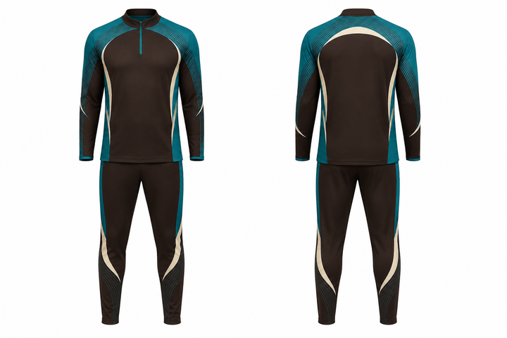 Front and back view of dark chocolate nested contour arcs soccer warm up set