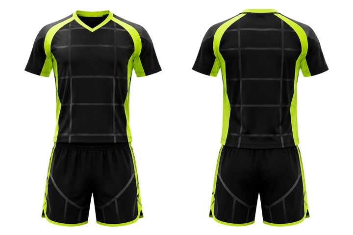 Front and back view of black oversized tonal grid volleyball court training set