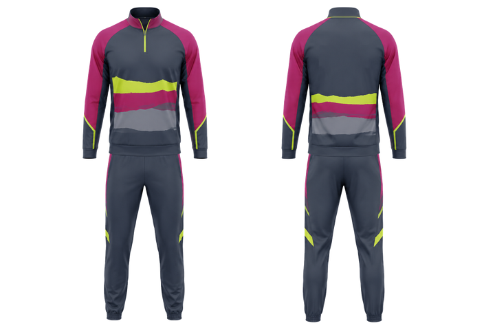 Front and back view of slate layered horizon bands volleyball court warm up set