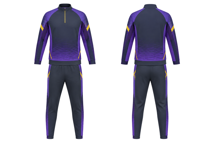 Front and back view of charcoal pixel to panel fade built from flat bands volleyball court warm up set