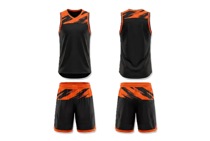 Ghost mannequin photograph of the Brush stroke Shoulder yoke custom jersey design, front and back views side by side