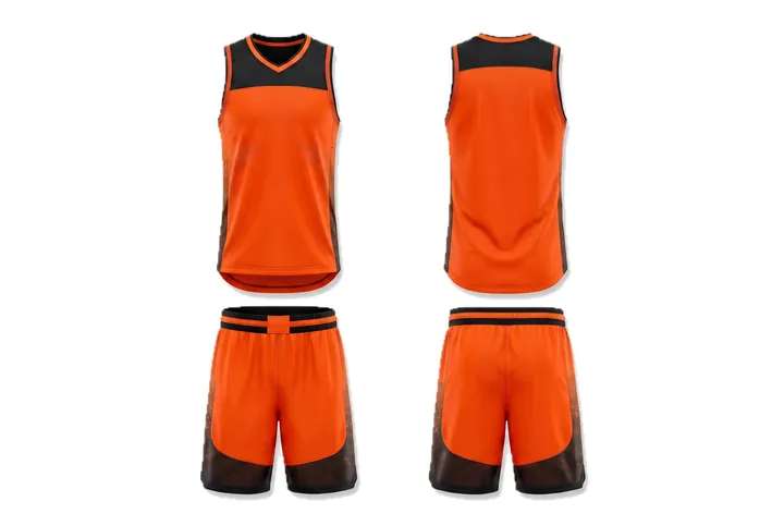 Ghost mannequin photograph of the Digital pixel Hem band custom jersey design, front and back views side by side