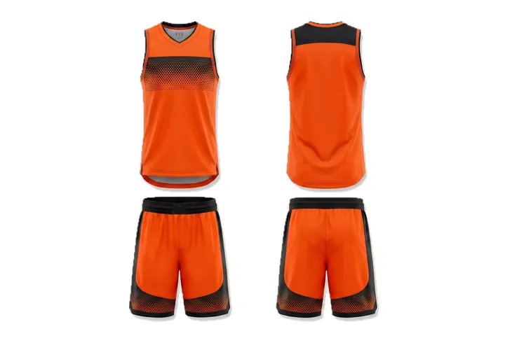 Ghost mannequin photograph of the Halftone dots Chest band custom jersey design, front and back views side by side