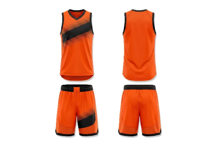 Ghost mannequin photograph of the Halftone dots Diagonal slash custom jersey design, front and back views side by side