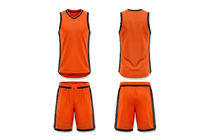 Ghost mannequin photograph of the Mesh zoning Side panel custom jersey design, front and back views side by side