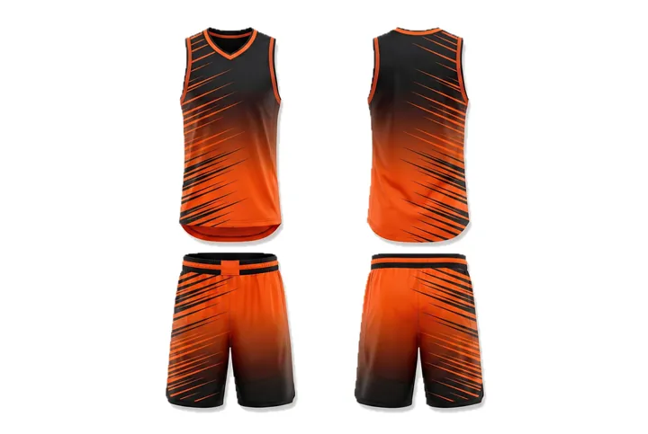 Ghost mannequin photograph of the Speed lines Vertical fade custom jersey design, front and back views side by side