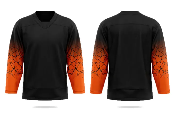 Ghost mannequin photograph of the Ice fracture Sleeve fade custom jersey design, front and back views side by side